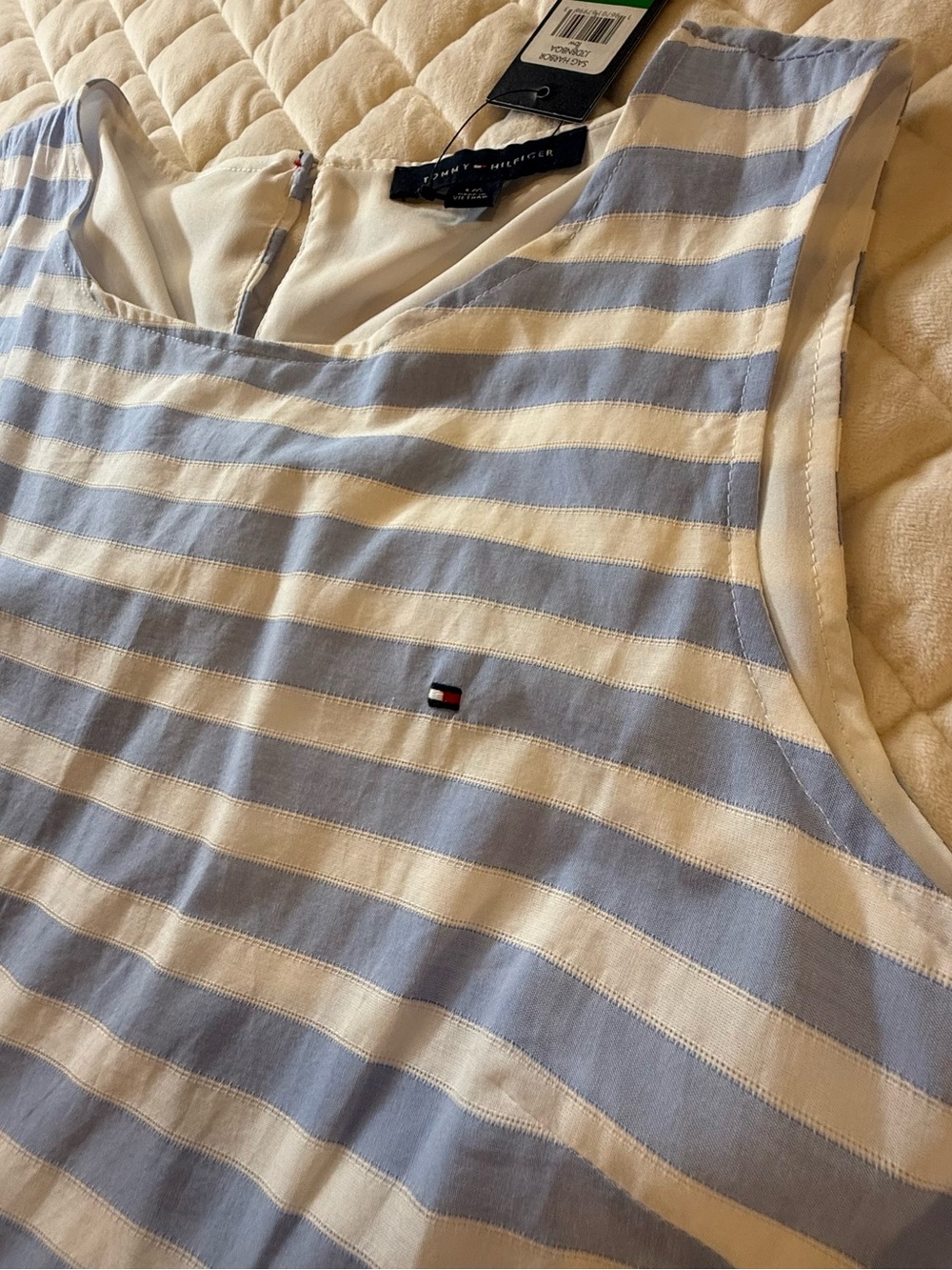 Tommy Hilfiger Stripe Sleeveless Tiered Dress Size L Sag Harbor NWT Blue White